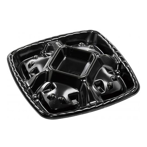 エフピコ オードブル容器 シェルトプラッター 本体 角20 エコ黒 25枚/束(ご注文単位18束)【直送品】