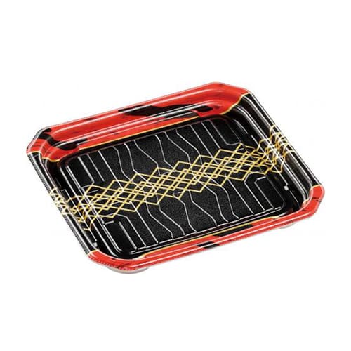 エフピコ 惣菜容器 MFPパシオ 本体 19-17 チア黒赤 50枚/袋（ご注文単位12袋）【直送品】