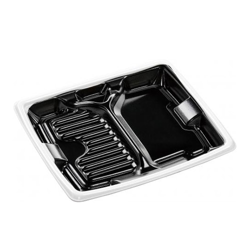 エフピコ 弁当容器 MFPアリオン 本体 22-19-1 白フチ黒N 50枚/袋(ご注文単位12袋)【直送品】