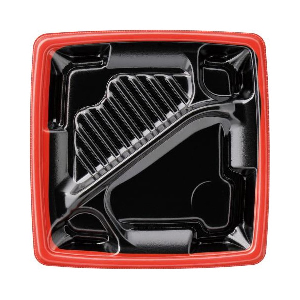 エフピコ 弁当容器 MFPアリオン 本体 20-20-1 赤フチ黒N 50枚/袋(ご注文単位16袋)【直送品】