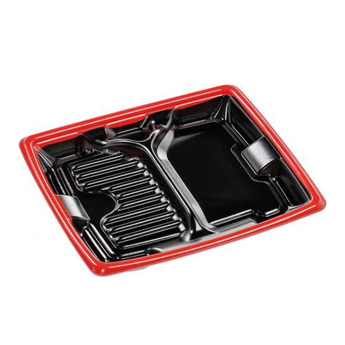 エフピコ 弁当容器 MFPアリオン 本体 22-19-1 赤フチ黒N 50枚/袋(ご注文単位12袋)【直送品】