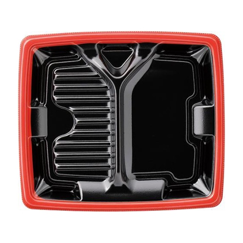 エフピコ 弁当容器 MFPアリオン 本体 22-19-1 赤フチ黒N 50枚/袋(ご注文単位12袋)【直送品】