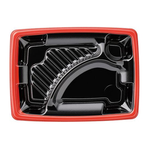 エフピコ 弁当容器 MFPアリオン 本体 23-17-1 赤フチ黒N 50枚/袋(ご注文単位16袋)【直送品】