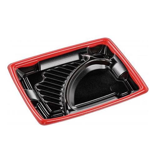 エフピコ 弁当容器 MFPアリオン 本体 23-19-1 赤フチ黒N 50枚/袋(ご注文単位12袋)【直送品】