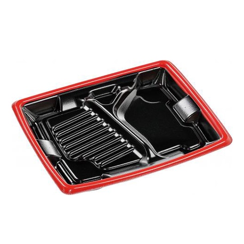 エフピコ 弁当容器 MFPアリオン 本体 23-19-2 赤フチ黒N 50枚/袋(ご注文単位12袋)【直送品】