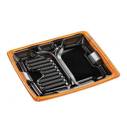 エフピコ 弁当容器 MFPアリオン 本体 22-19-1 茶フチ黒N 50枚/袋（ご注文単位12袋）【直送品】