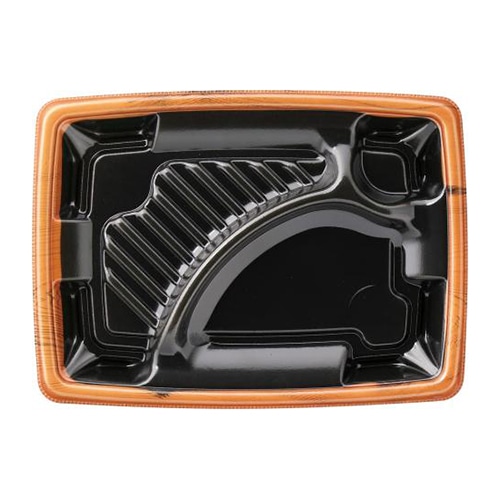 エフピコ 弁当容器 MFPアリオン 本体 23-17-1 茶フチ黒N 50枚/袋(ご注文単位16袋)【直送品】