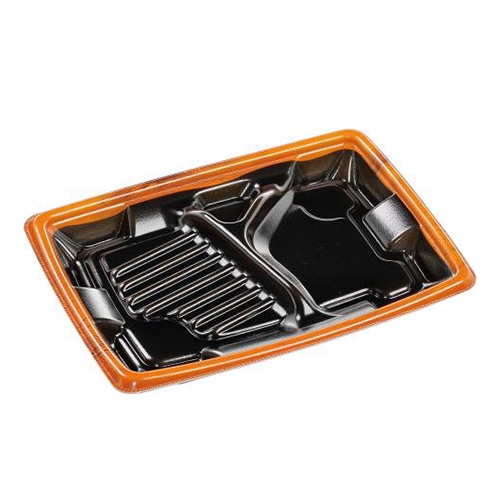 エフピコ 弁当容器 MFPアリオン 本体 23-17-2 茶フチ黒N 50枚/袋（ご注文単位16袋）【直送品】