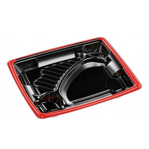 エフピコ 弁当容器 MFPアリオン 本体 23-19-3 赤フチ黒N 50枚/袋（ご注文単位12袋）【直送品】