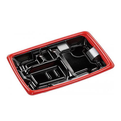 エフピコ 弁当容器 MFPアリオン 本体 22-15-1 赤フチ黒N 50枚/袋（ご注文単位18袋）【直送品】
