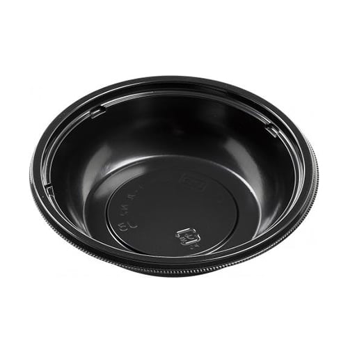 エフピコ 麺セット容器 内装 SBセット-丸-N2 V 黒 50枚/袋（ご注文単位48袋）【直送品】