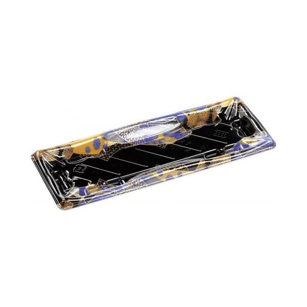 エフピコ 寿司容器 輝ステージ 本体 1-6PK はな扇子青 50枚/袋(ご注文単位20袋)【直送品】