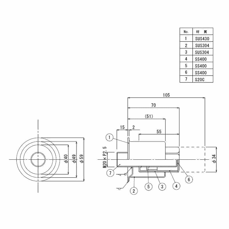 スギコ産業 アジャスト脚 OS-65 TA0073-OS-65 1個（ご注文単位1個）【直送品】
