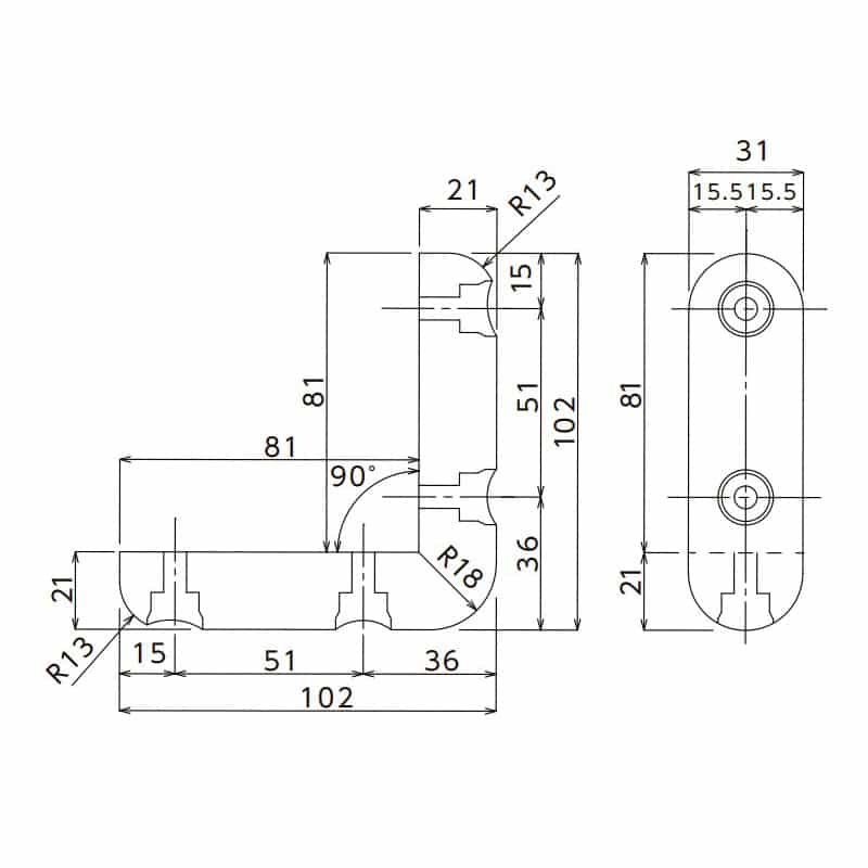 スギコ産業 L型コーナーゴム 甲丸型 黒 TA1385-TO-203NBC 1個（ご注文単位1個）【直送品】