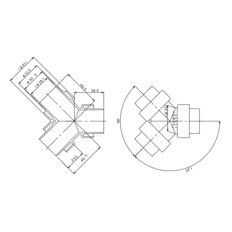 スギコ産業 三方管 TA1997-TO-608 1個（ご注文単位1個）【直送品】