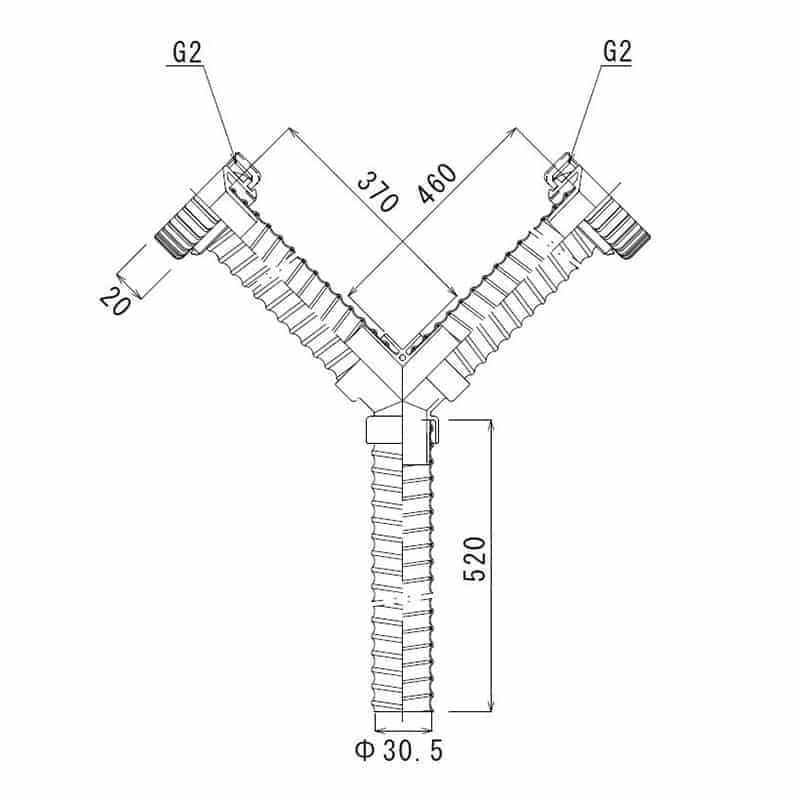 スギコ産業 50A用ダブルホース 52cm TA4947-TO-193L 1個（ご注文単位1個）【直送品】