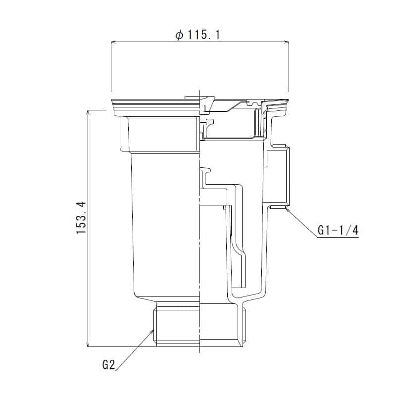 スギコ産業 小型ゴミ収納器付防臭排水トラップ 50A 2インチ AA3678-TO-197NLA 1個（ご注文単位1個）【直送品】
