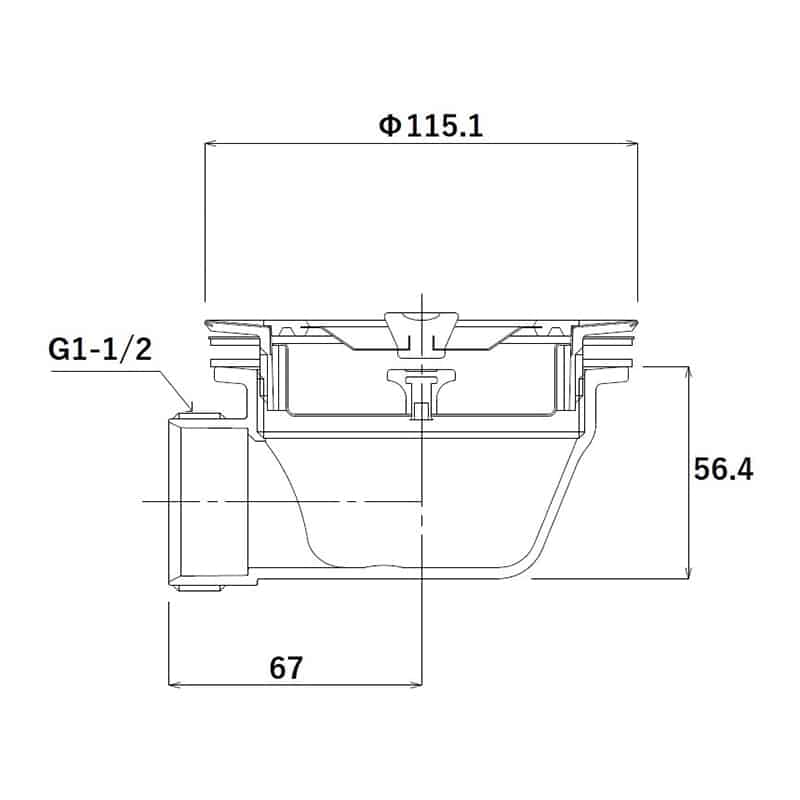 スギコ産業 115ヨコ排水 1方タイプ A蓋付 AA3683-TO-1005A 1個（ご注文単位1個）【直送品】