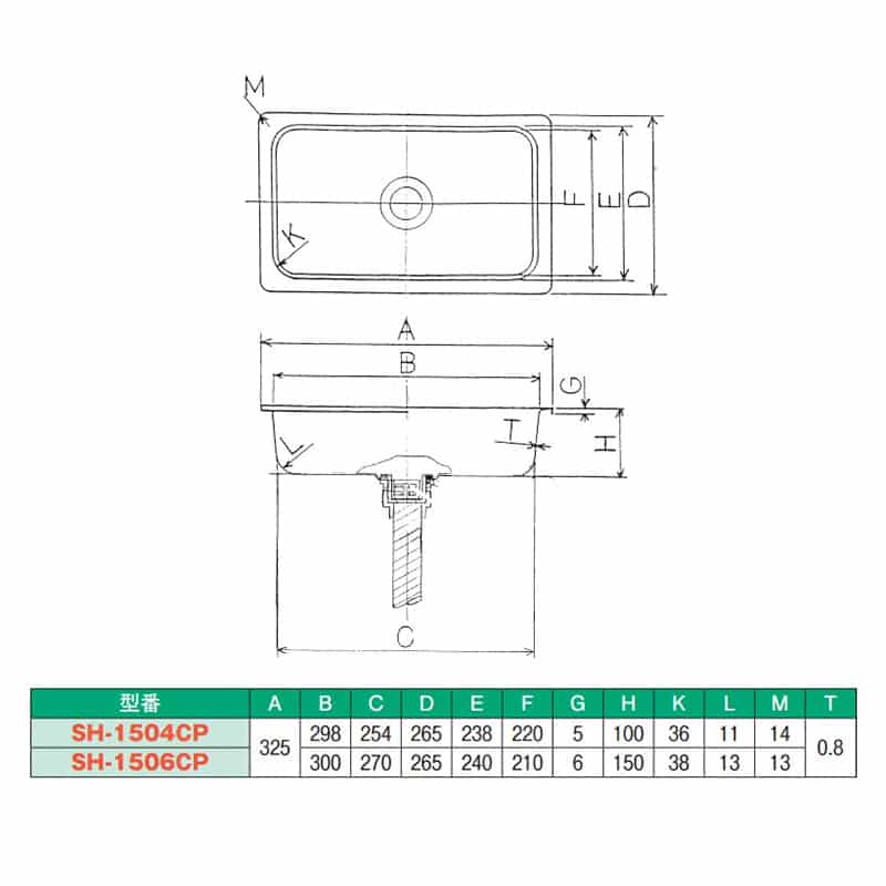 スギコ産業 18-8角型シンクセット SA1966-SH-1506CP-SET 1個（ご注文単位1個）【直送品】