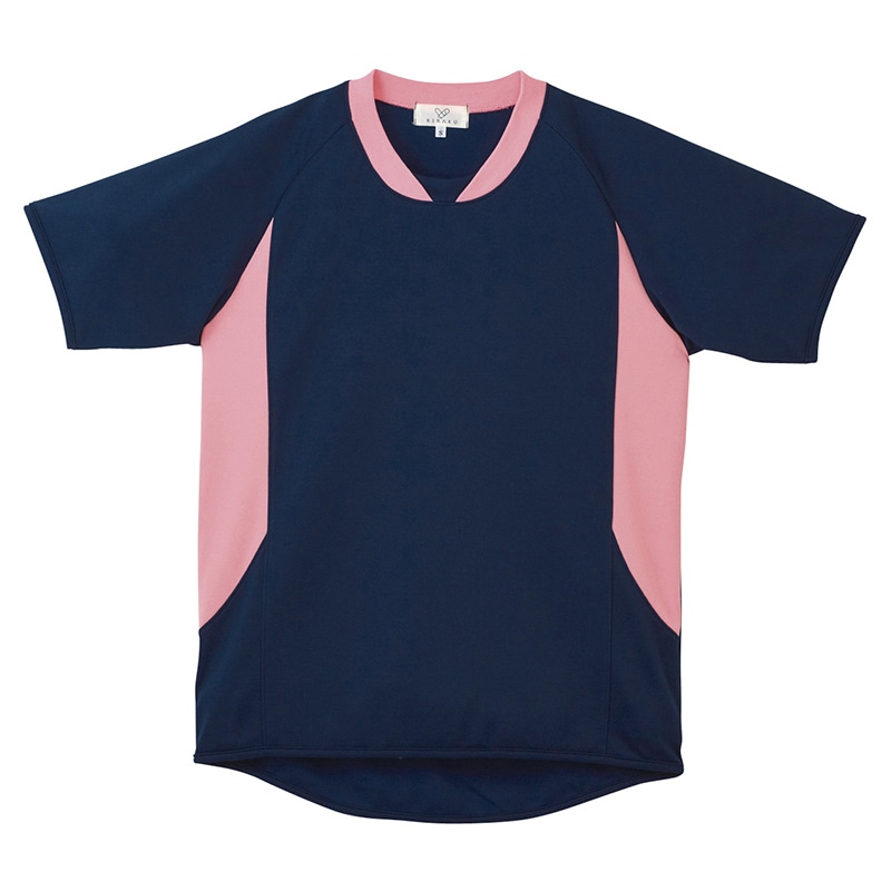 キラク入浴介助用シャツ 男女兼用 CR108 SS ネイビー×ピーチ #90 1枚(ご注文単位1枚)【直送品】