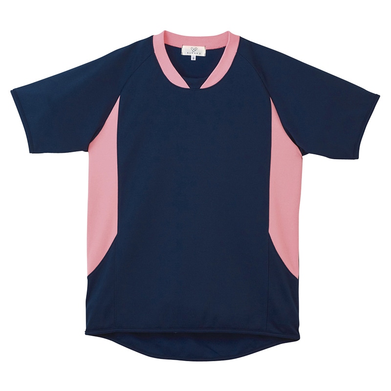 キラク入浴介助用シャツ 男女兼用 CR108 S ネイビー×ピーチ #90 1枚(ご注文単位1枚)【直送品】
