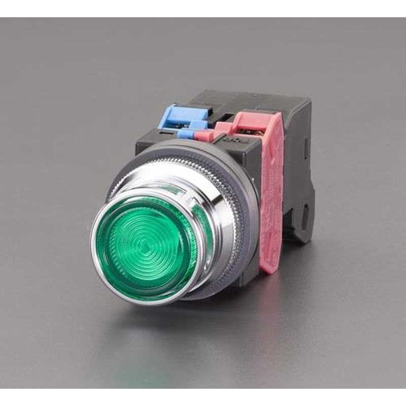 エスコ EA940DA-67A AC200V押しボタンスイッチ(LED照光フルガード/緑) 1個（ご注文単位1個）【直送品】