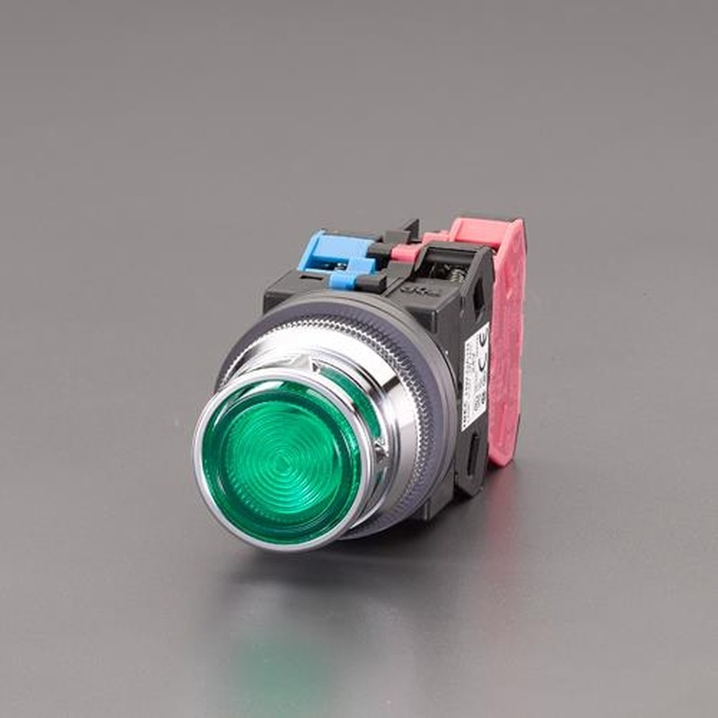エスコ EA940DA-72A AC/DC24V押しボタンスイッチ(LED照光フルガード/緑) 1個（ご注文単位1個）【直送品】