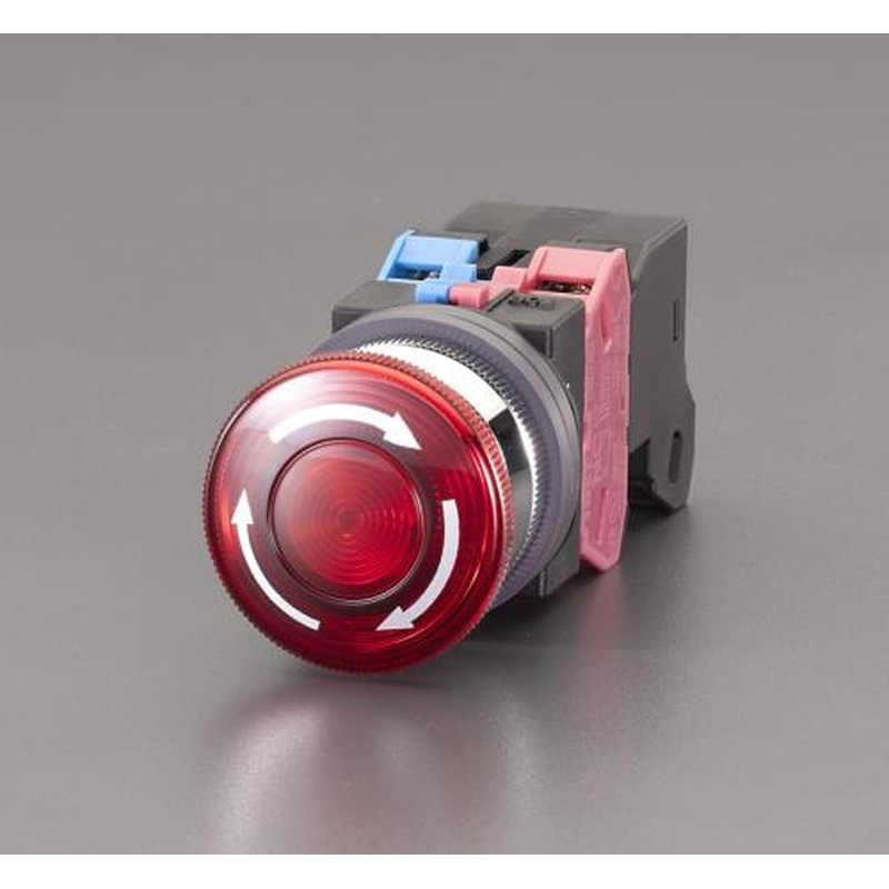 エスコ EA940DA-81A AC100V押しボタンスイッチ(LED照光大型/赤) 1個（ご注文単位1個）【直送品】