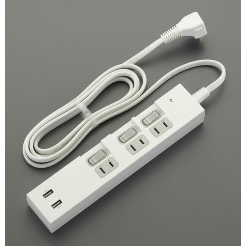 エスコ EA815GM-82B AC100V/2mタップ(USBポート2口/個別スイッチ) 1個（ご注文単位1個）【直送品】