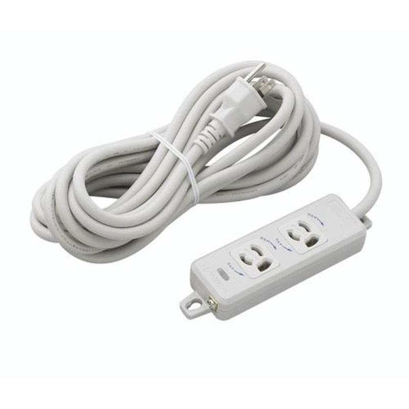 エスコ EA815GK-25 AC125V/15Ax5mタップ(2口・抜け止・アース付) 1個（ご注文単位1個）【直送品】