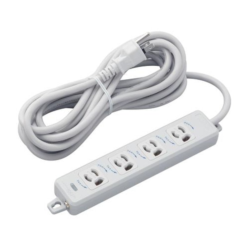 エスコ EA815GK-45 AC125V/15Ax5mタップ(4口・抜け止・アース付) 1個（ご注文単位1個）【直送品】