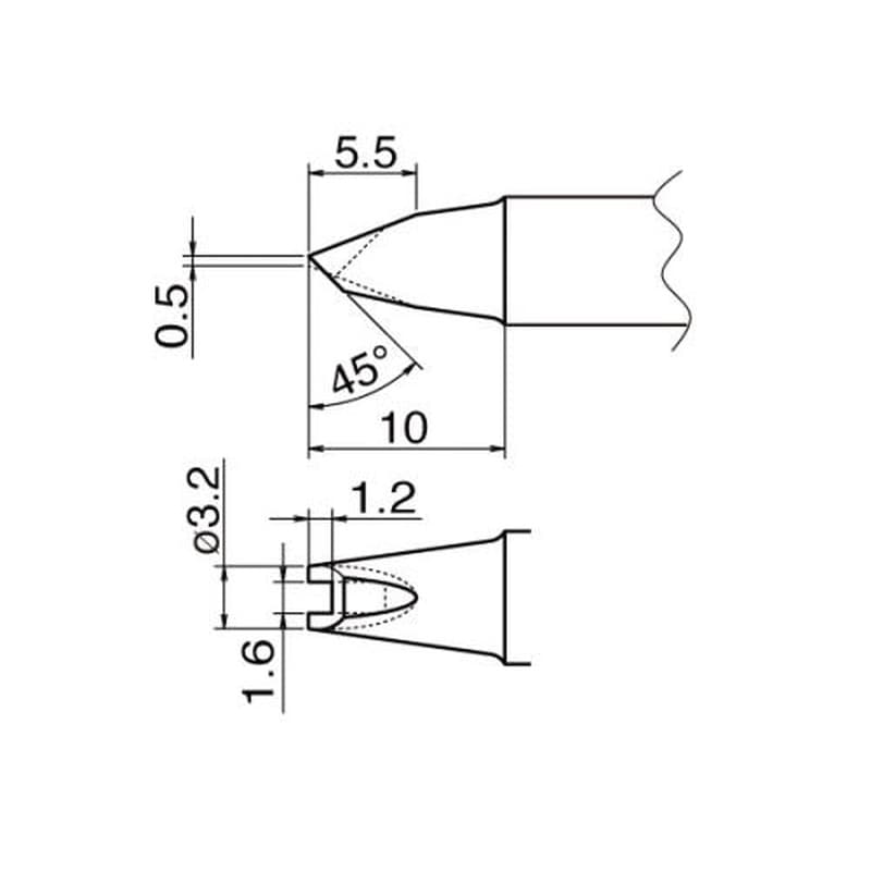 エスコ EA304AP-20 φ3.2mm交換用こて先(EA304AP用) 1個（ご注文単位1個）【直送品】
