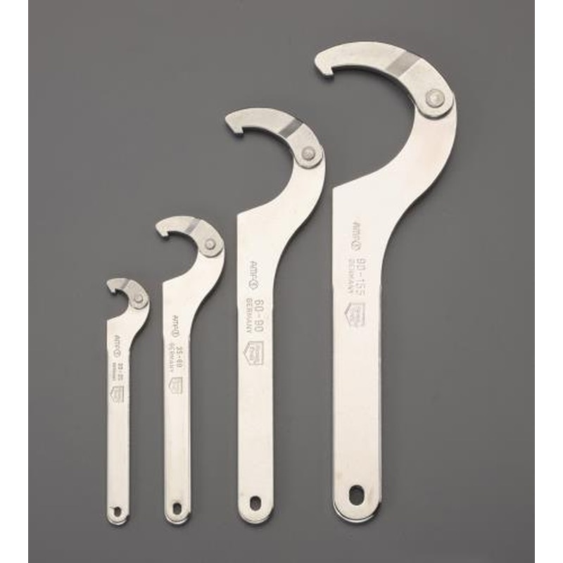 エスコ EA613XE 20-155mm4本組自在フックレンチセット(ステンレス製) 1個（ご注文単位1個）【直送品】