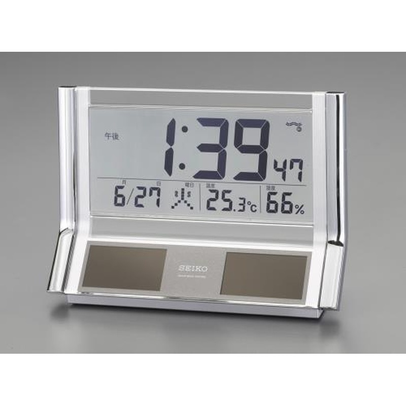 エスコ EA798CS-4 141x202x67mm［電波]置時計・ソーラー電源 1個（ご注文単位1個）【直送品】