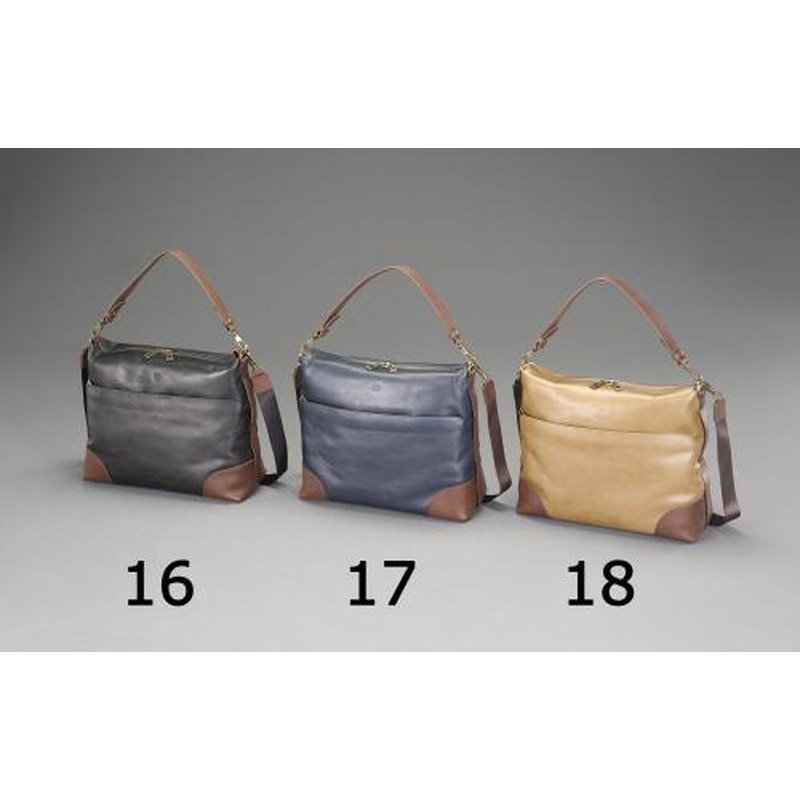 エスコ EA927BK-18 380x320x140mm高級ショルダーバッグ(茶) 1個（ご注文単位1個）【直送品】