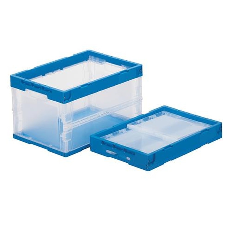 エスコ EA506AA-205 530x366x325mm/51.5L折畳コンテナ(透明・青) 1個(ご注文単位1個)【直送品】