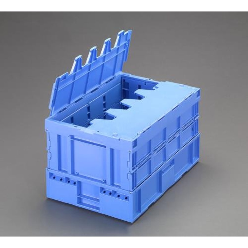 エスコ EA506AA-213 658x441x382mm/84.5L折畳コンテナ(青/蓋付) 1個(ご注文単位1個)【直送品】