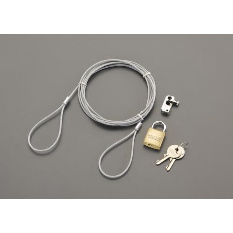 エスコ EA983TS-4 2.0mパソコンセキュリティワイヤーロック(南京錠タイプ) 1個（ご注文単位1個）【直送品】