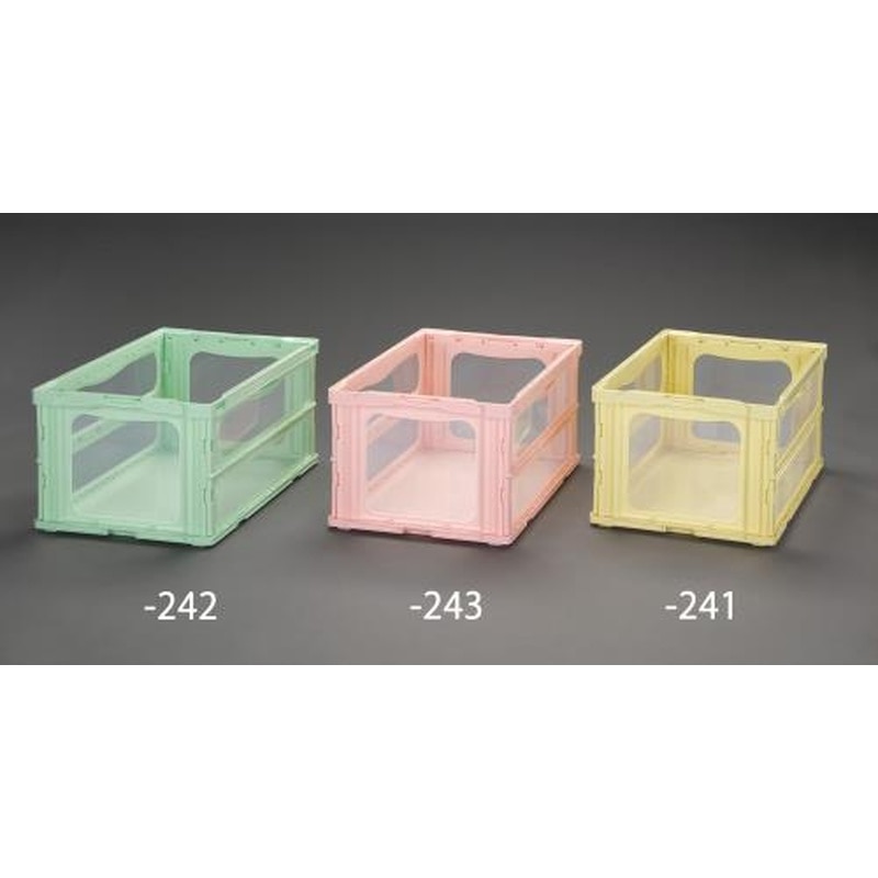 エスコ EA506AA-243 649x439x328mm/77.8L折畳コンテナ(桃) 1個(ご注文単位1個)【直送品】