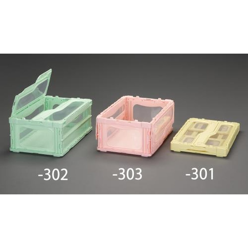 エスコ EA506AA-302 530x366x232mm/34.1L折畳コンテナ(緑/蓋付) 1個(ご注文単位1個)【直送品】