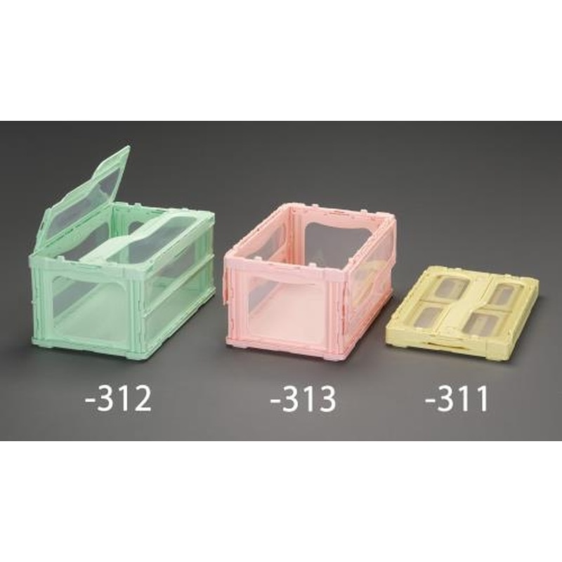 エスコ EA506AA-312 530x366x283mm/42.6L折畳コンテナ(緑/蓋付) 1個(ご注文単位1個)【直送品】