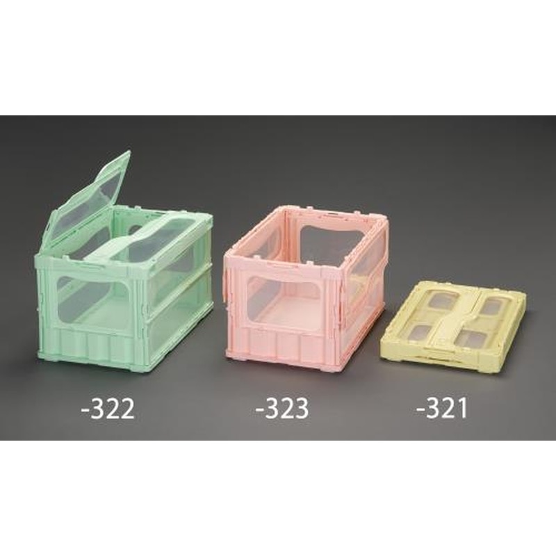 エスコ EA506AA-322 530x366x336mm/51.3L折畳コンテナ(緑/蓋付) 1個(ご注文単位1個)【直送品】