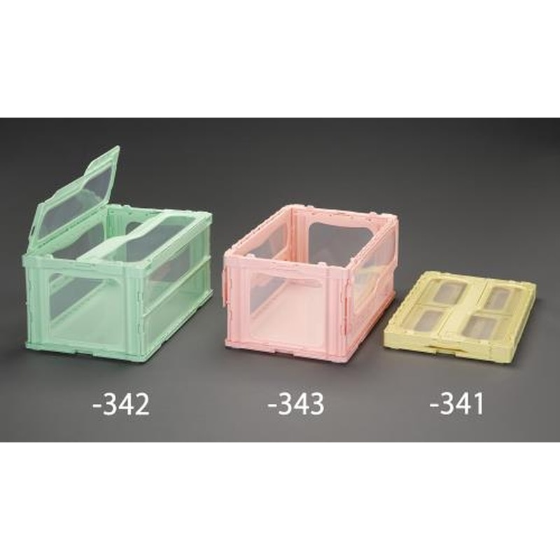 エスコ EA506AA-342 649x439x340mm/76.0L折畳コンテナ(緑/蓋付) 1個(ご注文単位1個)【直送品】