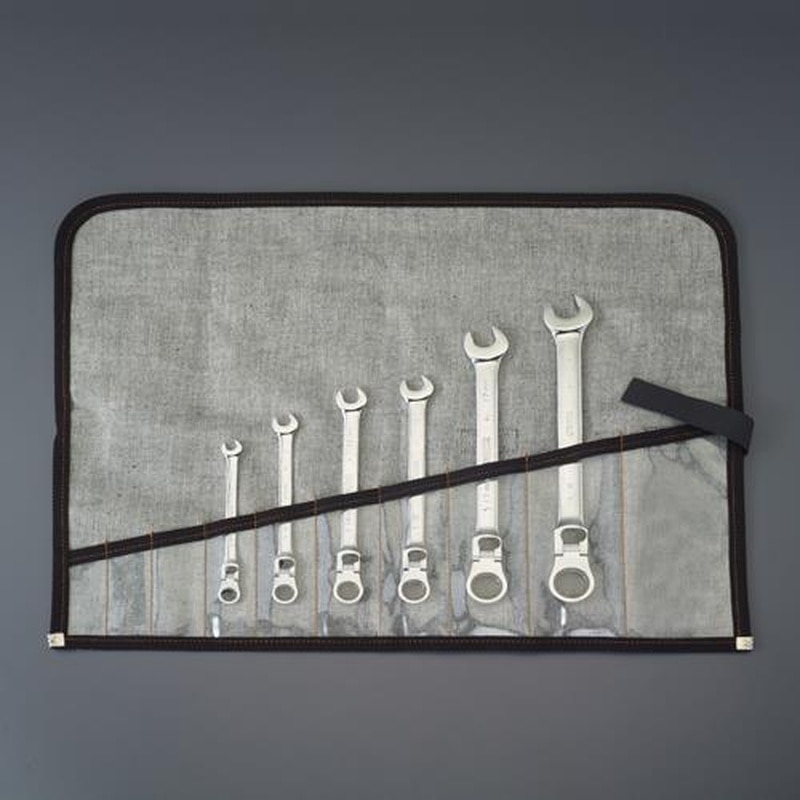 エスコ EA684RD-1 6本組ラチェット片目片口スパナ(首振型/ロック付) 1個（ご注文単位1個）【直送品】