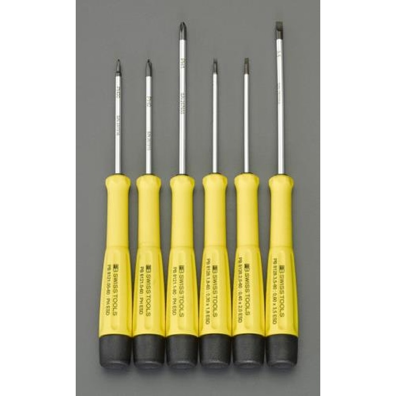 エスコ EA552AJ-10 6本組［＋-]ドライバー(精密用/ESD) 1個（ご注文単位1個）【直送品】