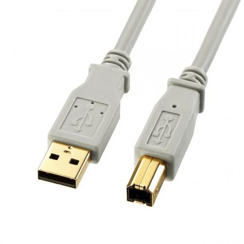 エスコ EA764AJ-71A 0.3mUSBケーブル(A-B/2.0対応/金メッキ/グレー) 1個(ご注文単位1個)【直送品】