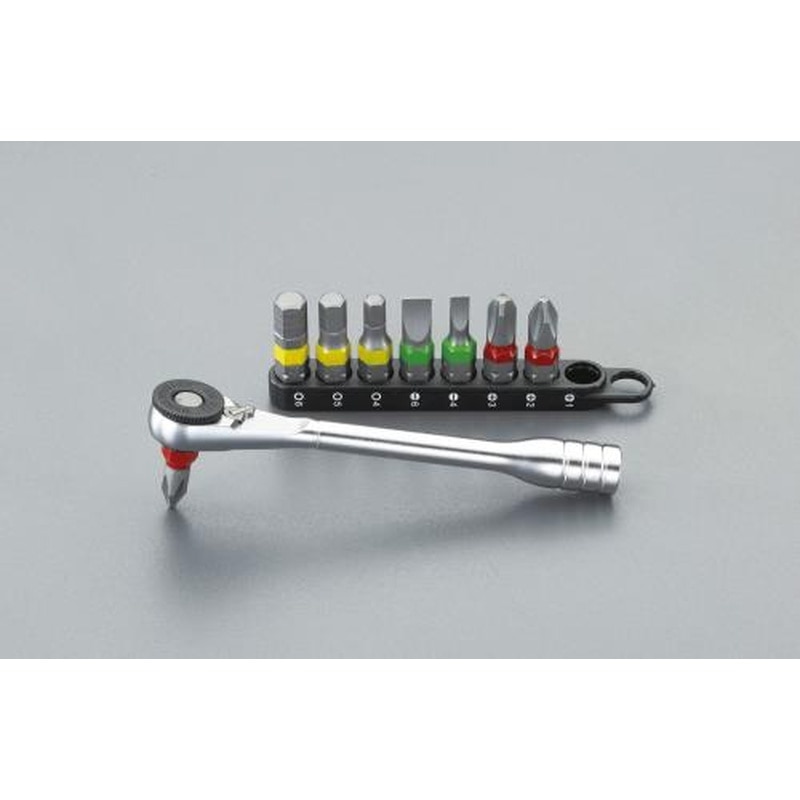 エスコ EA562-29[＋-Hex]ドライバーセット(ラチェット式) 1個（ご注文単位1個）【直送品】