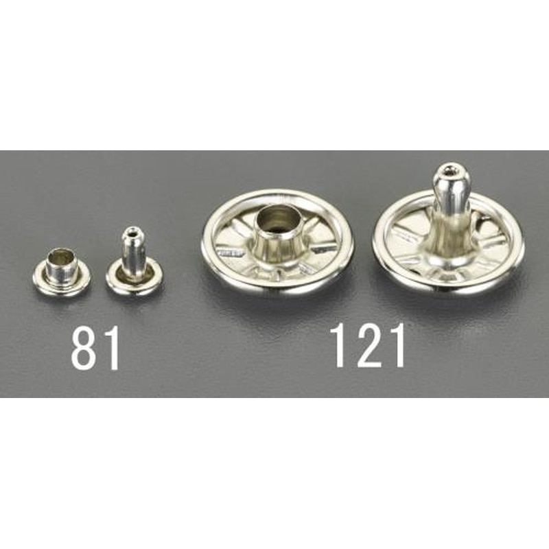 エスコ EA576MV-93 8mm両面小カシメピン(スチールニッケルメッキ/100組) 1個(ご注文単位1個)【直送品】