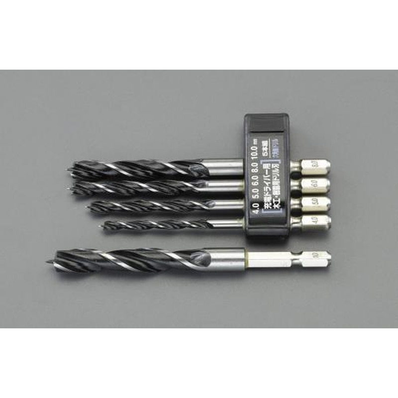 エスコ EA824DL-2 4.0-10.0㎜/5本組六角軸ドリル(木工用) 1個(ご注文単位1個)【直送品】