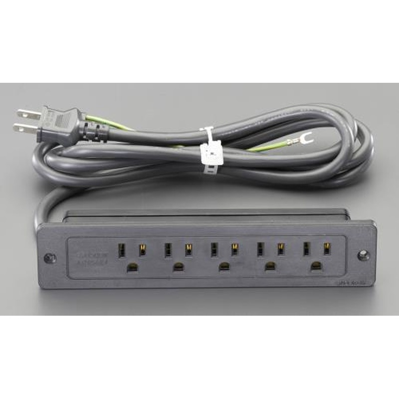 エスコ EA815HS-13 AC125V/15Ax1.9mコンセント(埋め込み/黒) 1個(ご注文単位1個)【直送品】